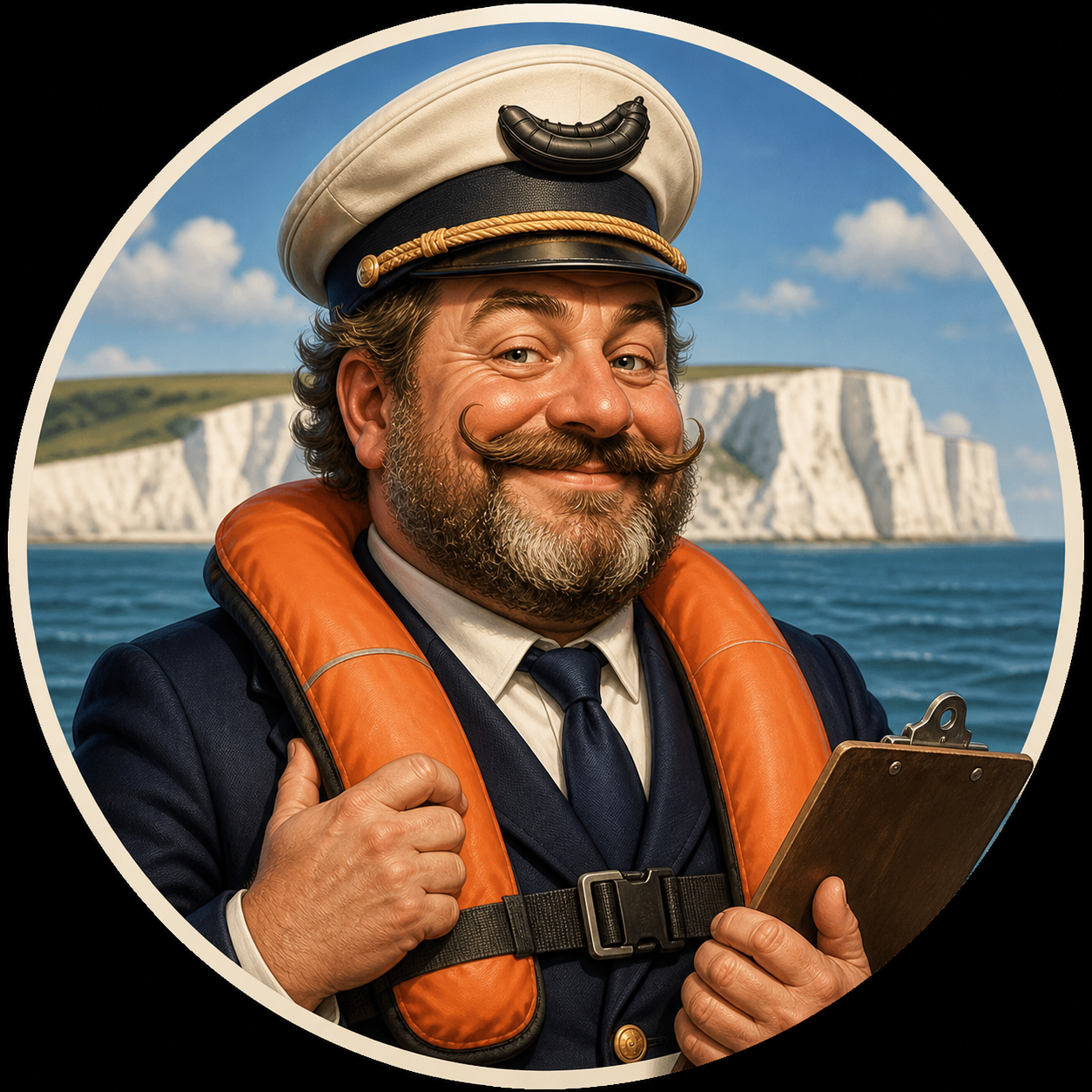 Illustrated portrait of the fictional Captain Megadinghy